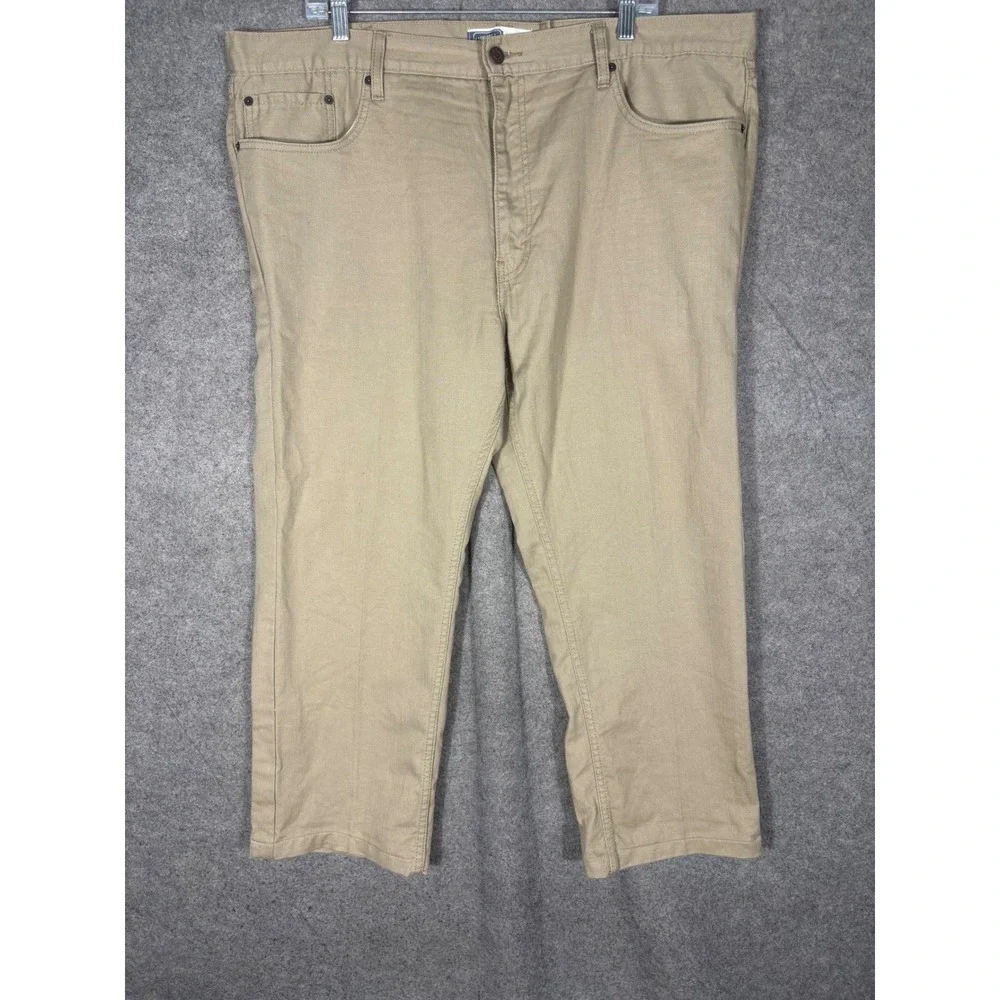 Signature by Levi Strauss Mens Straight Leg Khaki Tan Cotton Pants 42 x 26